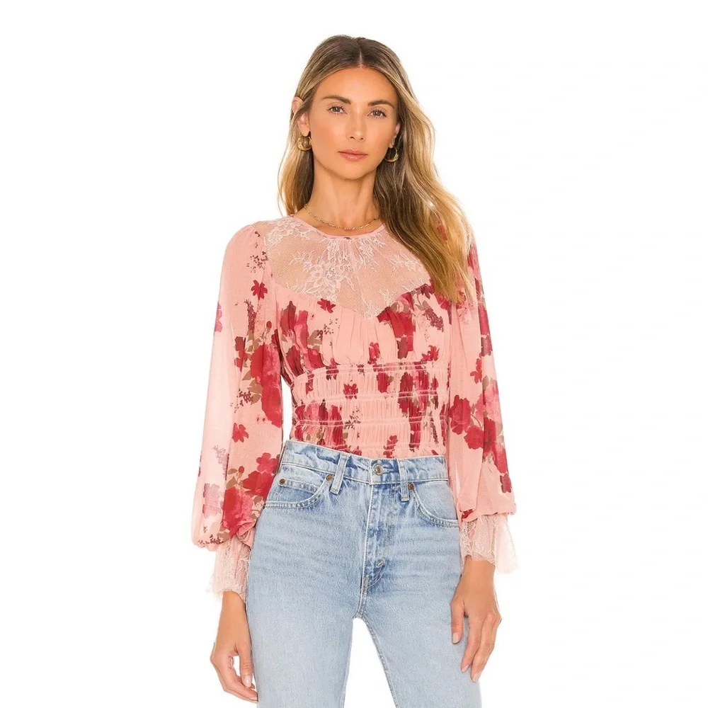 NWT Free People Daphne Blouse In Romantic Combo